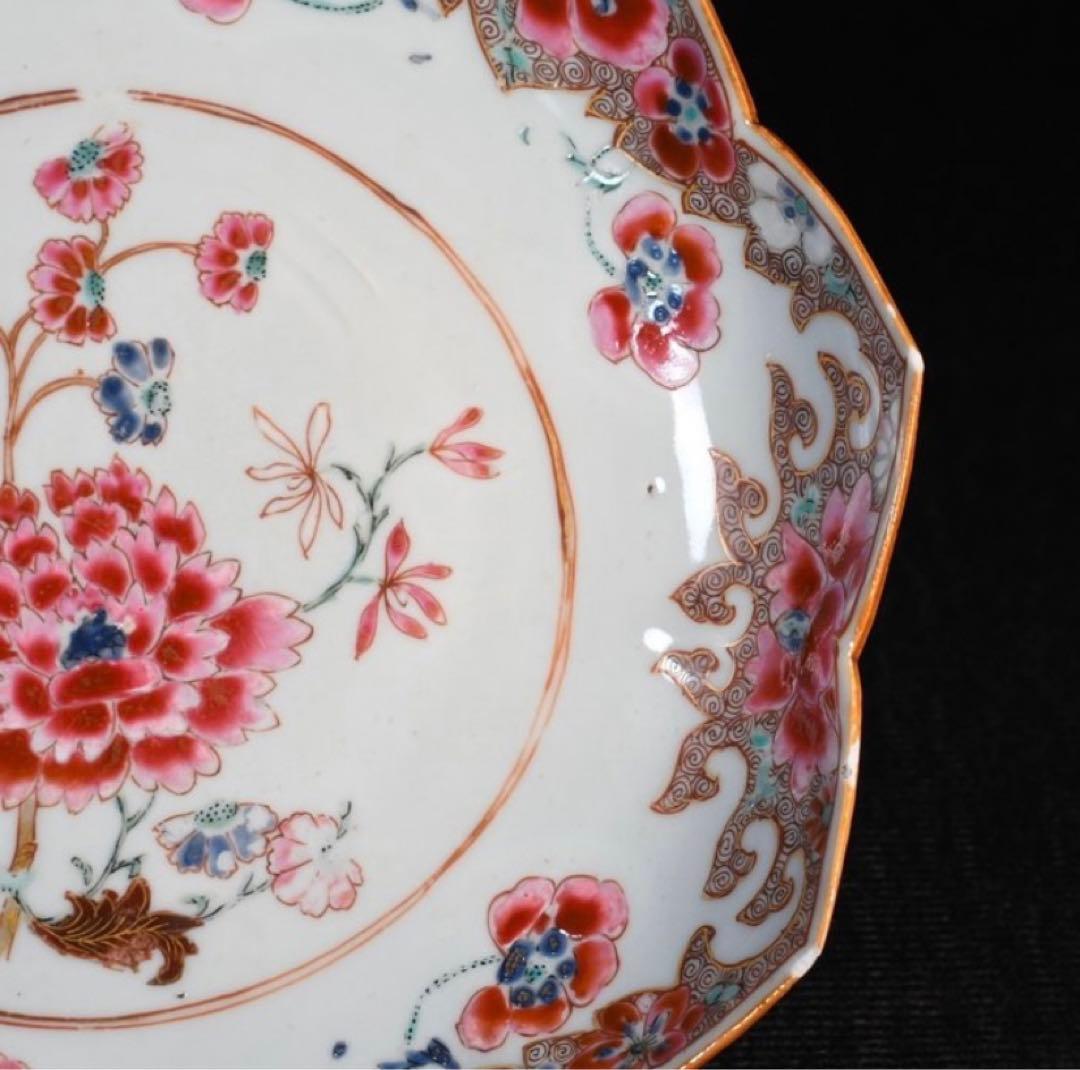 中国古美術品　清の雍正時代　粉彩花文皿　本物保証