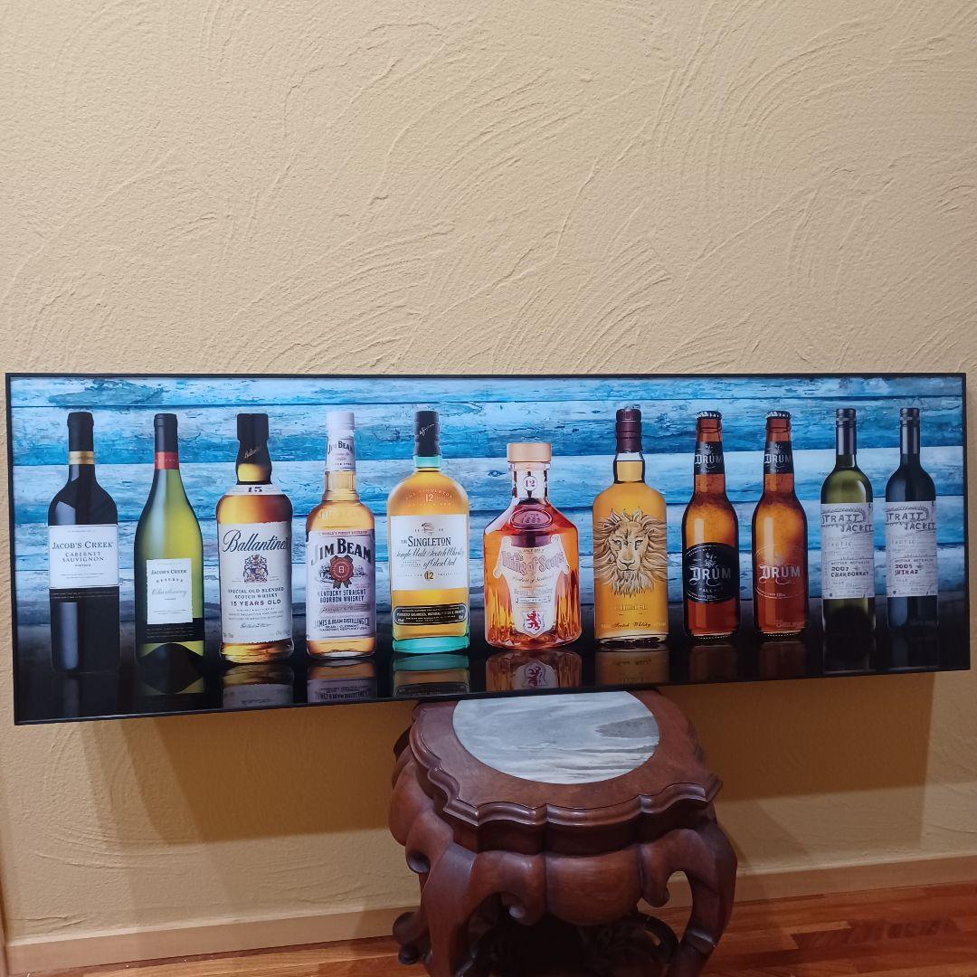 【新品】ウイスキー ブランデー ワイン強化ガラス 壁掛けフレーム付き