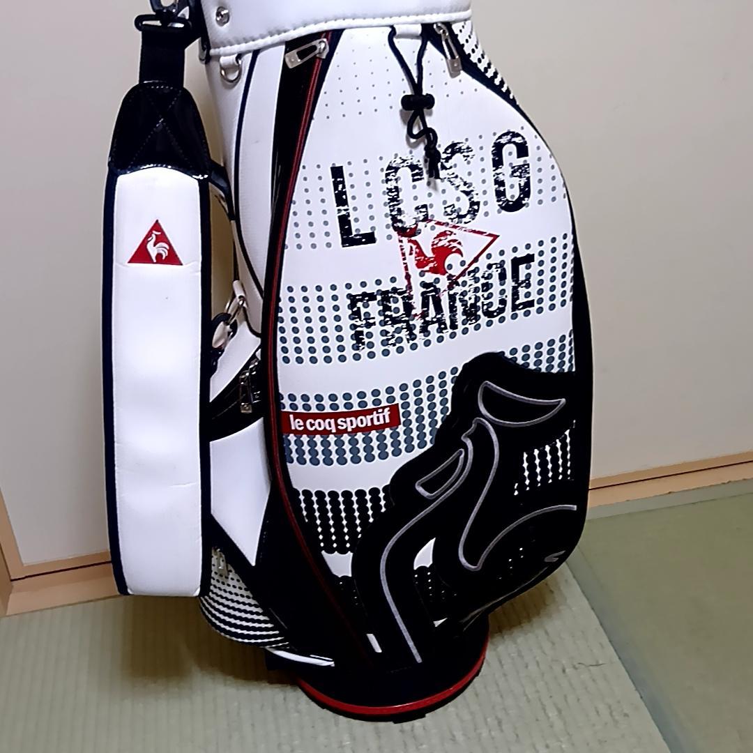 ルコック 軽量キャディバッグ 9型　QQBPJJ06 ビッグロゴ　ホワイト