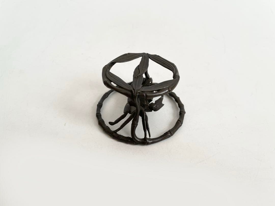 鋳師　吉田和正　唐金蓋置　笹蟹　蓋置　茶道具　共箱