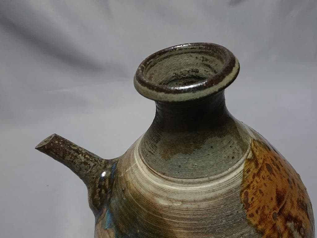 旧家蔵出し　江戸期　唐津　緑釉刷毛目　注徳利