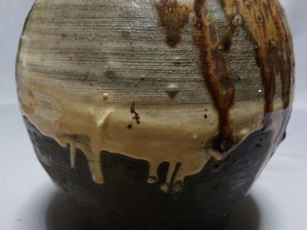 旧家蔵出し　江戸期　唐津　緑釉刷毛目　注徳利