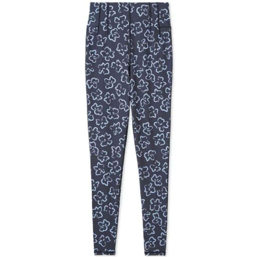 エミ ヨガ 上下 セットアップ 0 ブラトップ レギンス ヨガウェア 花柄 紺