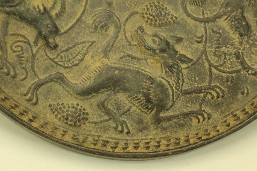中国美術 古鏡 獣紋鏡 直径13.5cm(ZE404)
