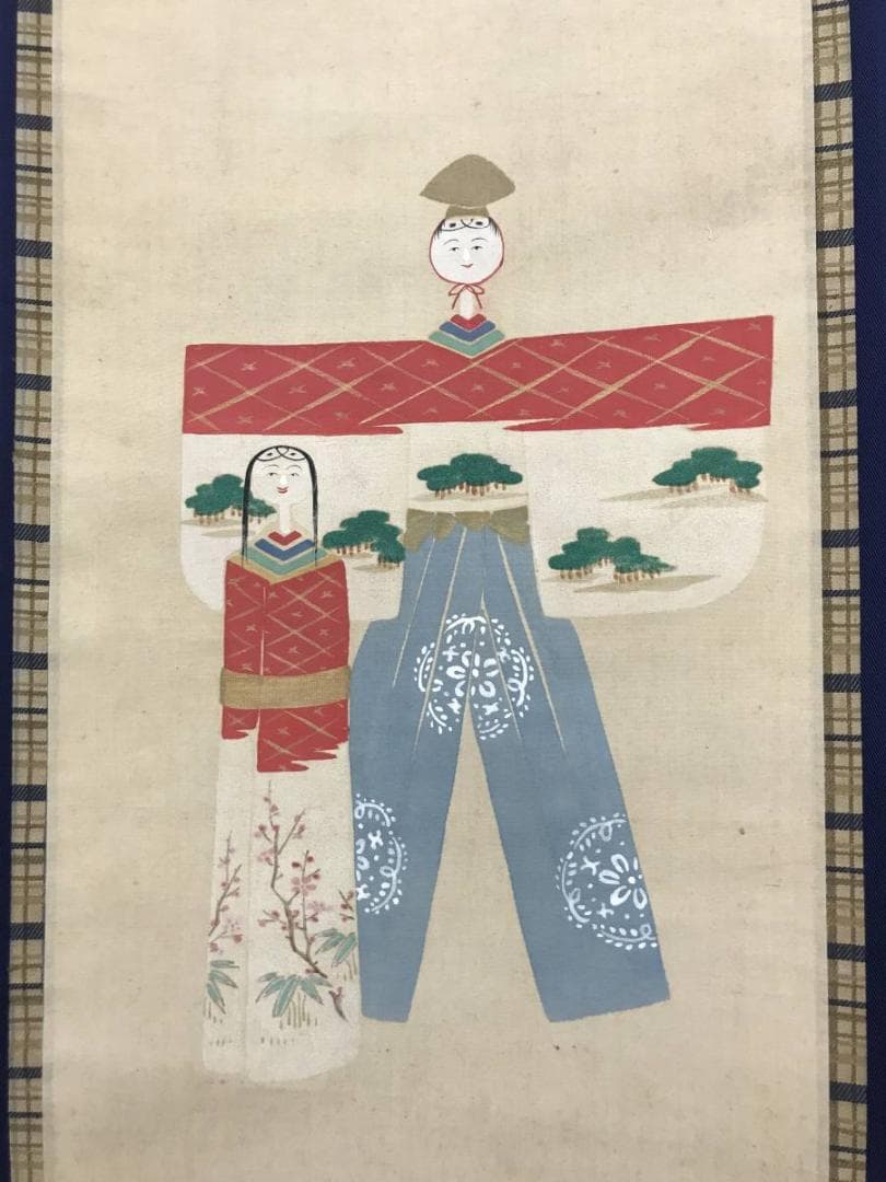 【真作】田能村竹田/雛図/立雛図/ヒナ図/掛軸/名家伝来/AC-121