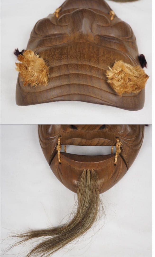 送料無料　象堂刀　木彫り能面 時代翁面　木箱付