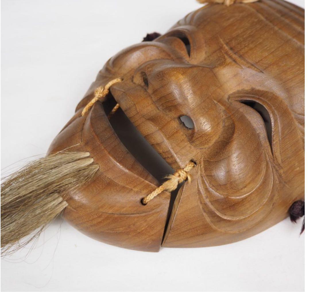 送料無料　象堂刀　木彫り能面 時代翁面　木箱付