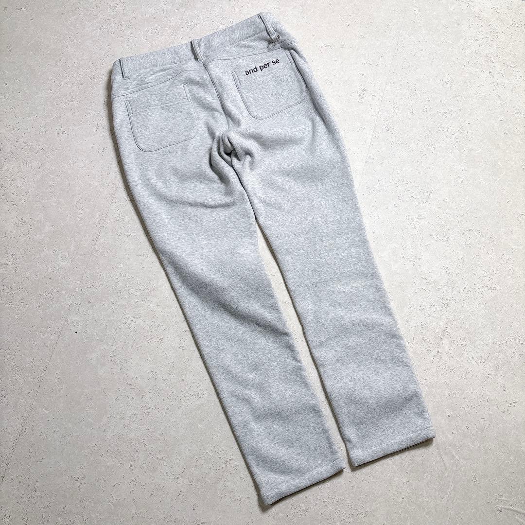 Lサイズ　アンパスィ　キルティングパンツ　スウェット　ラインストーンロゴ　グレー