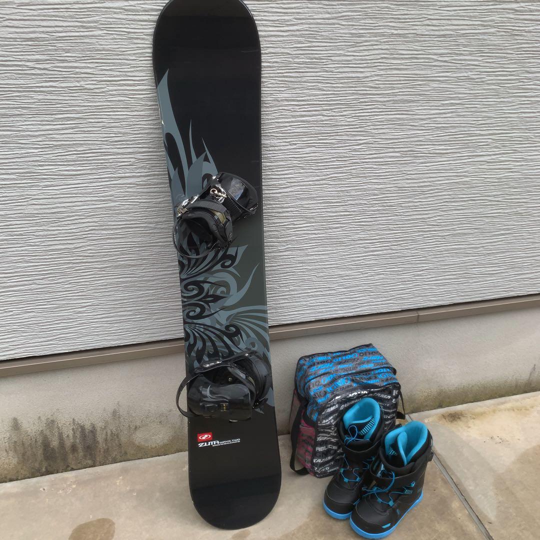 スノーボード スノボー ウィンタースポーツ 黒白デザイン バインディング付き