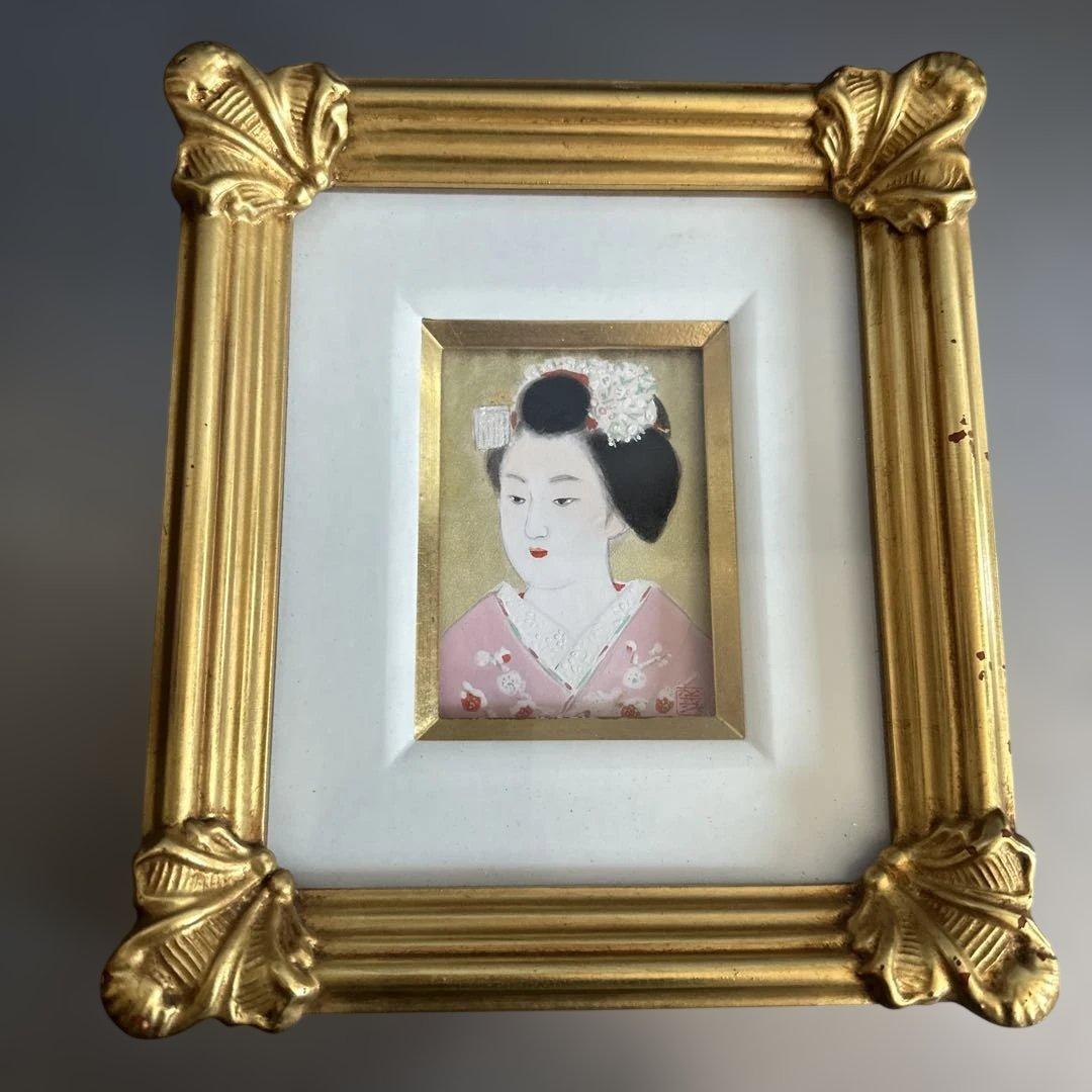 日本画 舞妓女性 金色フレーム