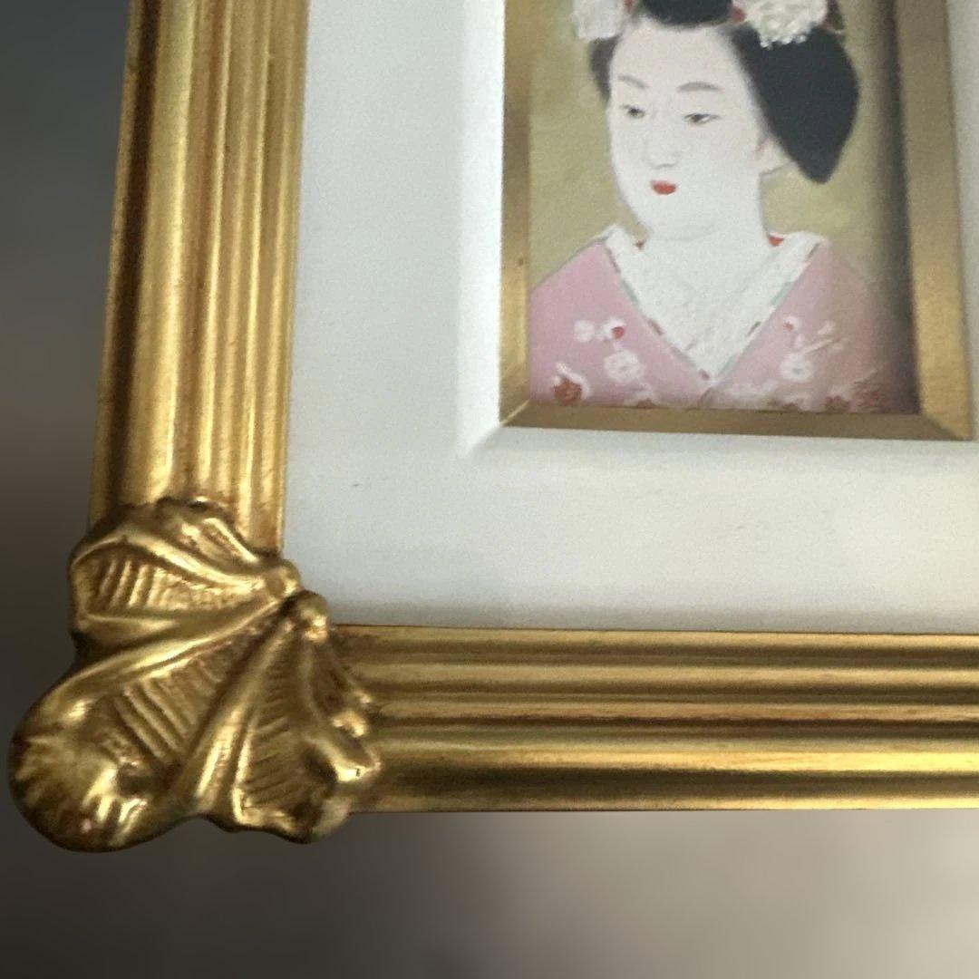 日本画 舞妓女性 金色フレーム
