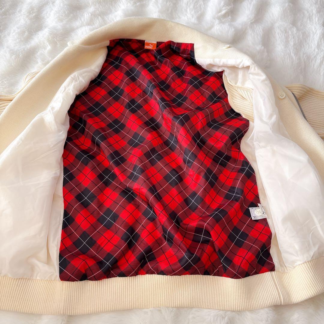 PUMA プーマ ゴルフ ニット ジップ ジャケット ライダース チェック L