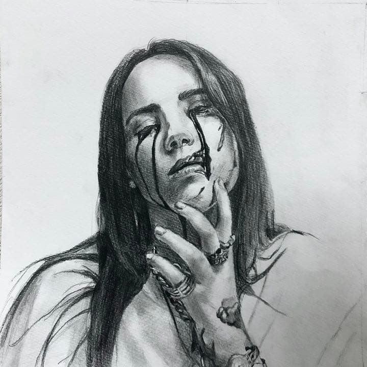 鉛筆画　ビリーアイリッシュ　インテリア