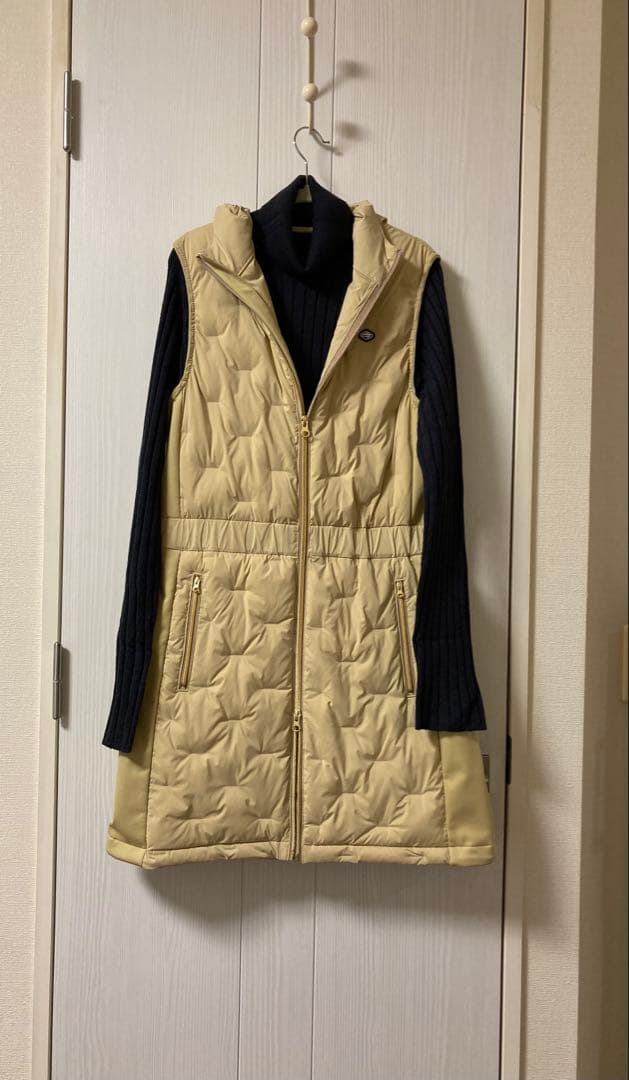 フード付きキルティングロングベスト
