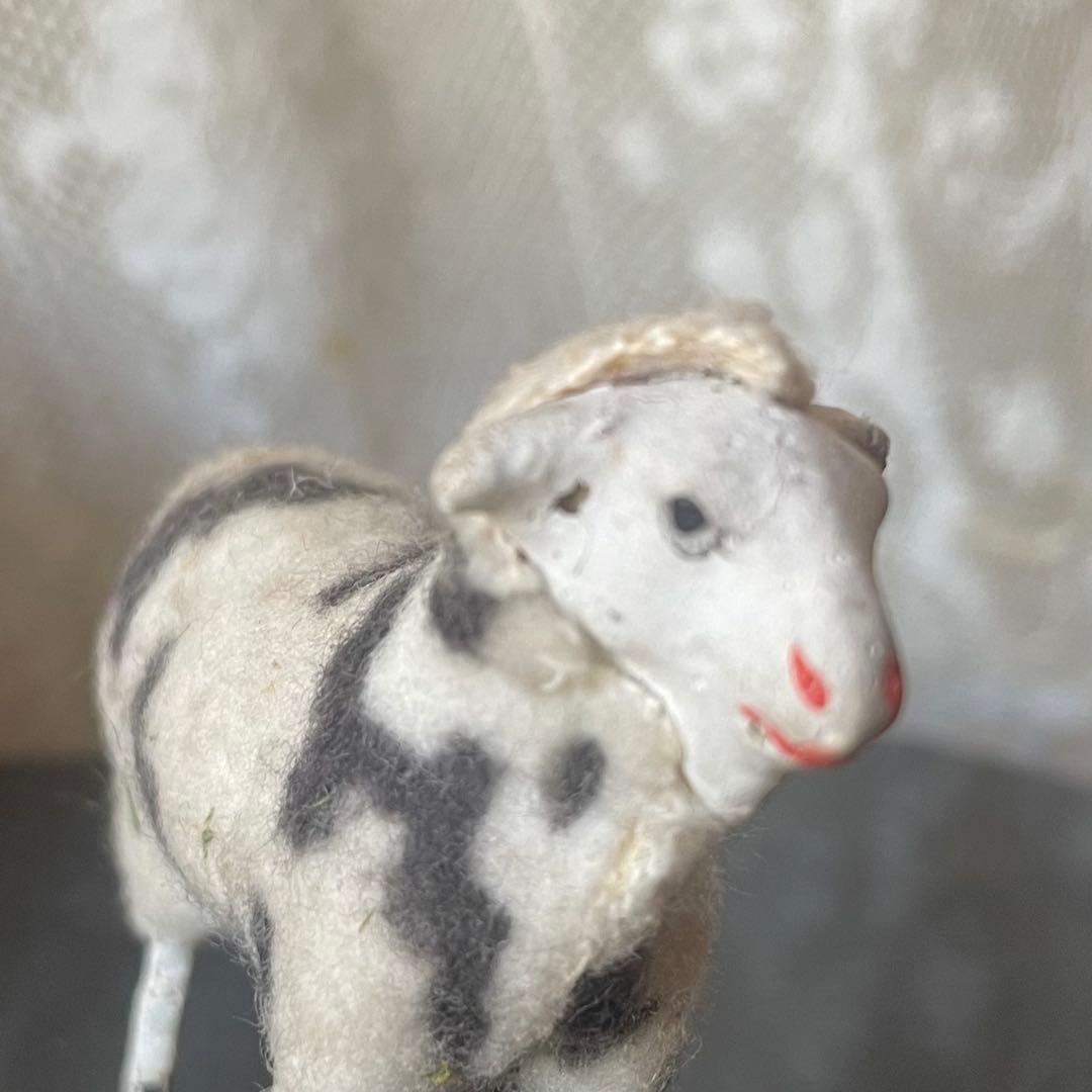 【レア】ブチ模様ミニ羊 シープ オブジェ フィギュア フランスアンティーク