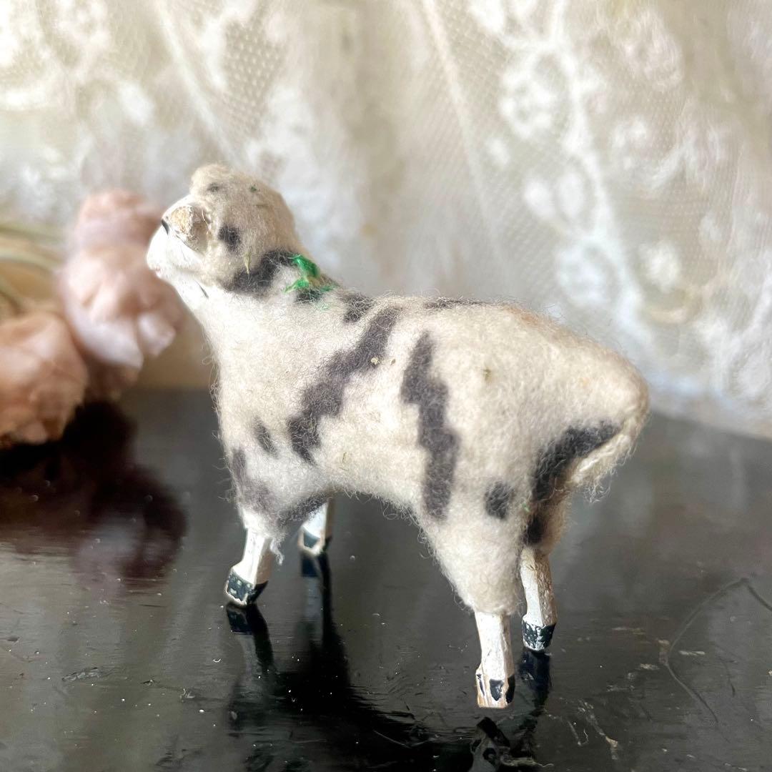 【レア】ブチ模様ミニ羊 シープ オブジェ フィギュア フランスアンティーク