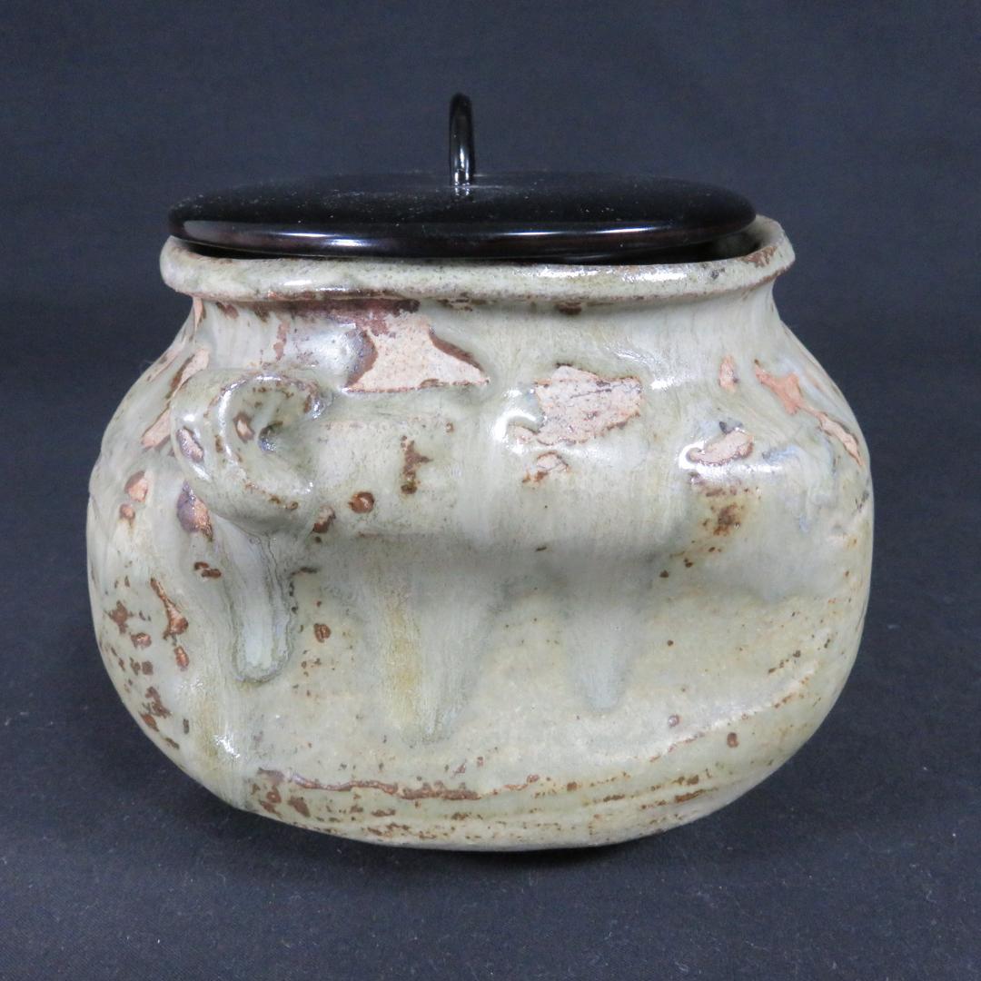 唐津水指 水差 変形 三角 木箱 耳付き 茶道具 茶器 お稽古