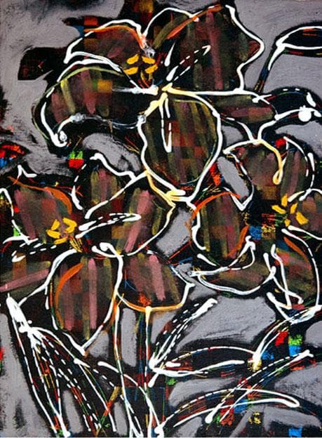 油絵 菅家令子 絵 絵画 インテリア F4-090416 花 ゆり