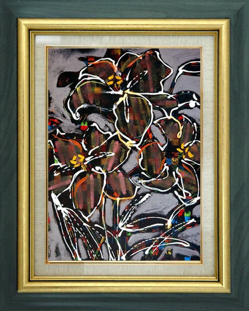 油絵 菅家令子 絵 絵画 インテリア F4-090416 花 ゆり