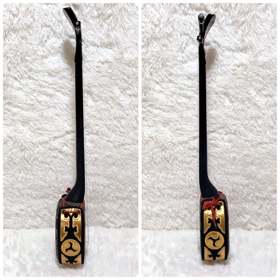 【未使用】ミニ沖縄三線 合皮 人口皮 黒 ヘビ柄