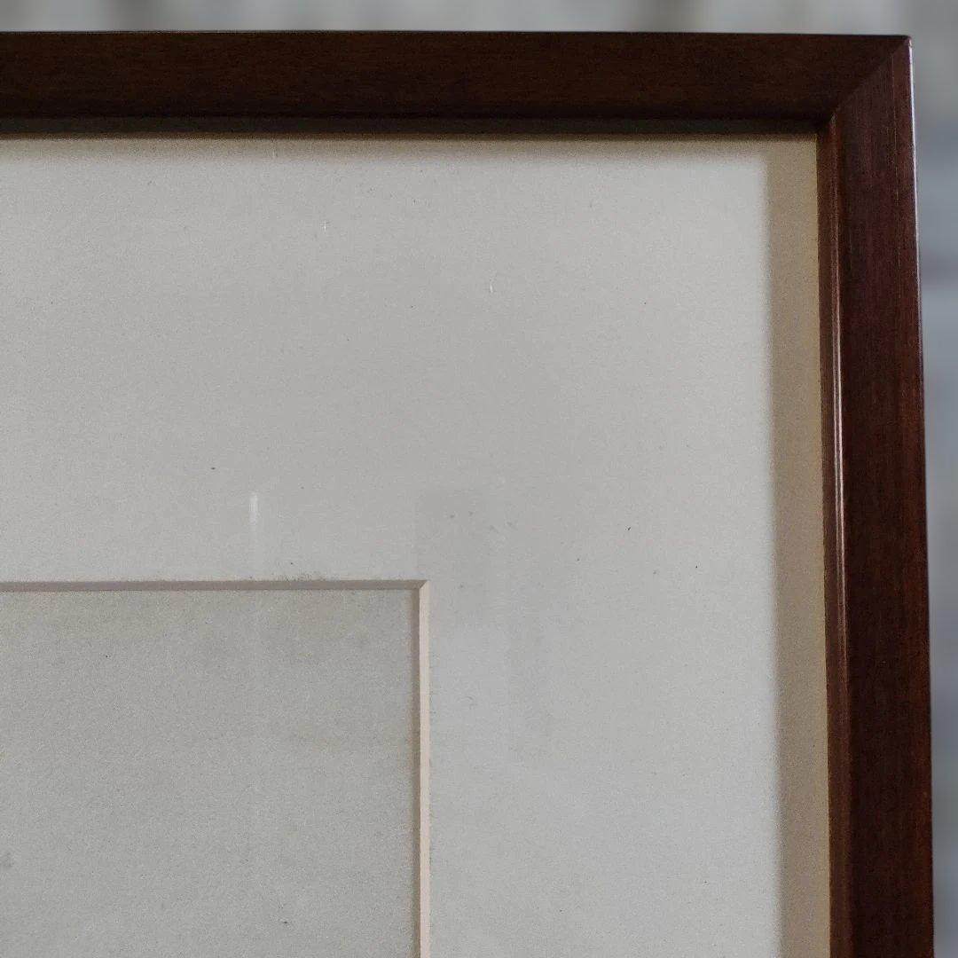 浅香公紀　木版画『家に黄色い花』1977年制作 自筆サイン入 作家保存版 額装