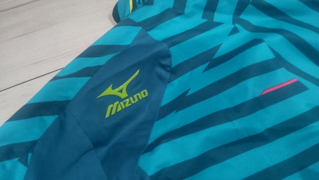 Mizuno スキーウェア Mサイズ 青緑ストライプ 上下セット