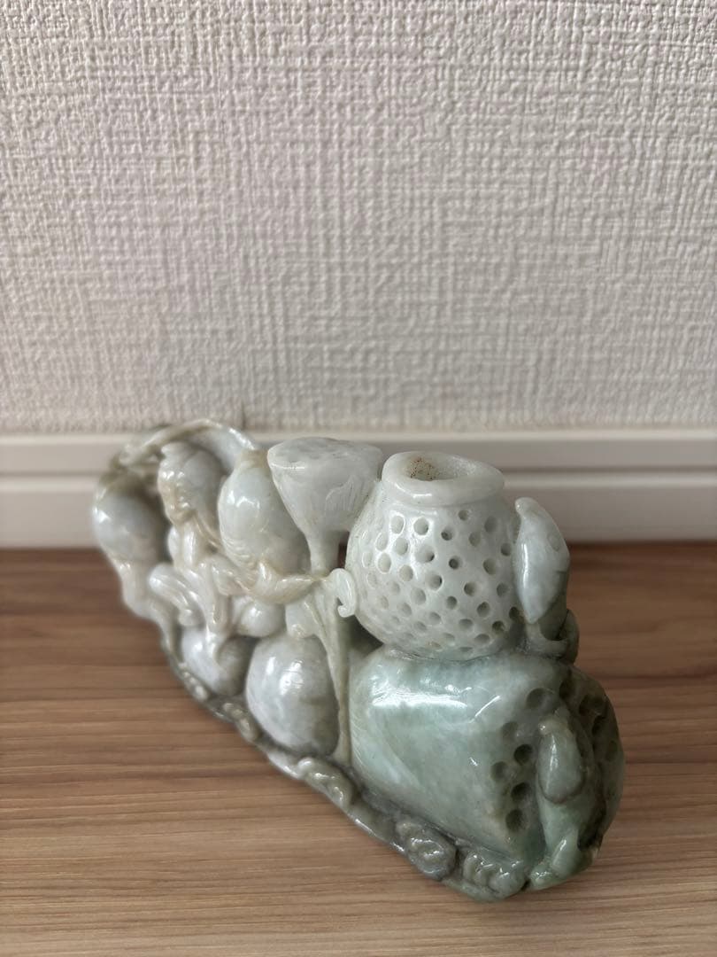 玉石翡翠 彫刻茶器 置き物