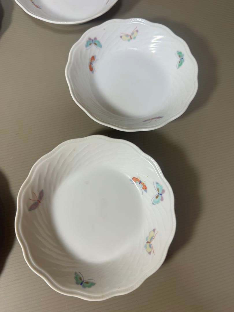 2143 深川製磁　蝶文　皿3客　鉢3客