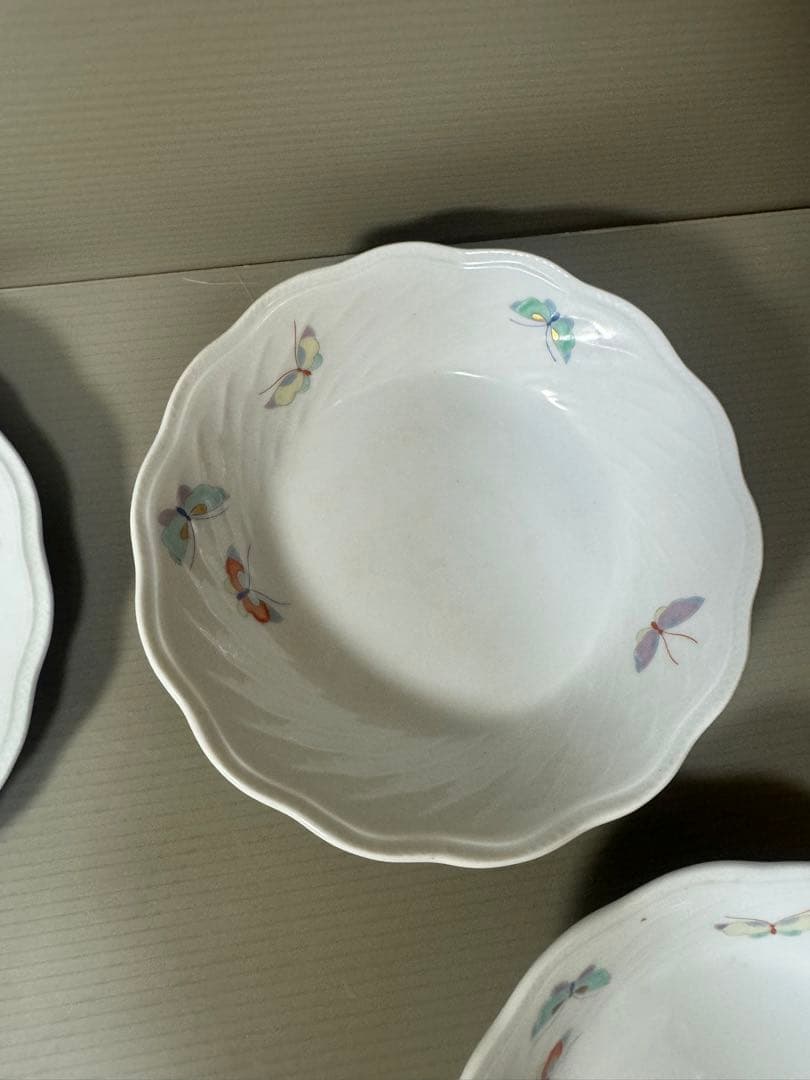 2143 深川製磁　蝶文　皿3客　鉢3客