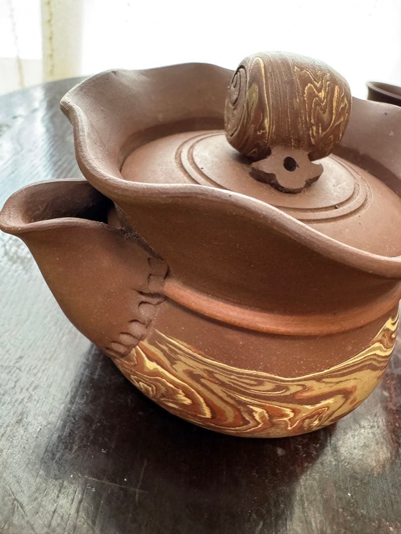 煎茶道具　東城山 一角　名工　作家もの　練込 茶器セット　マーブル