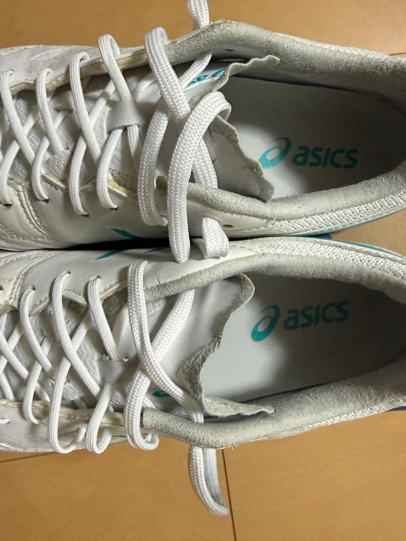 asics デスタッキ25.5 フットサルシューズ ホワイト/ターコイズ