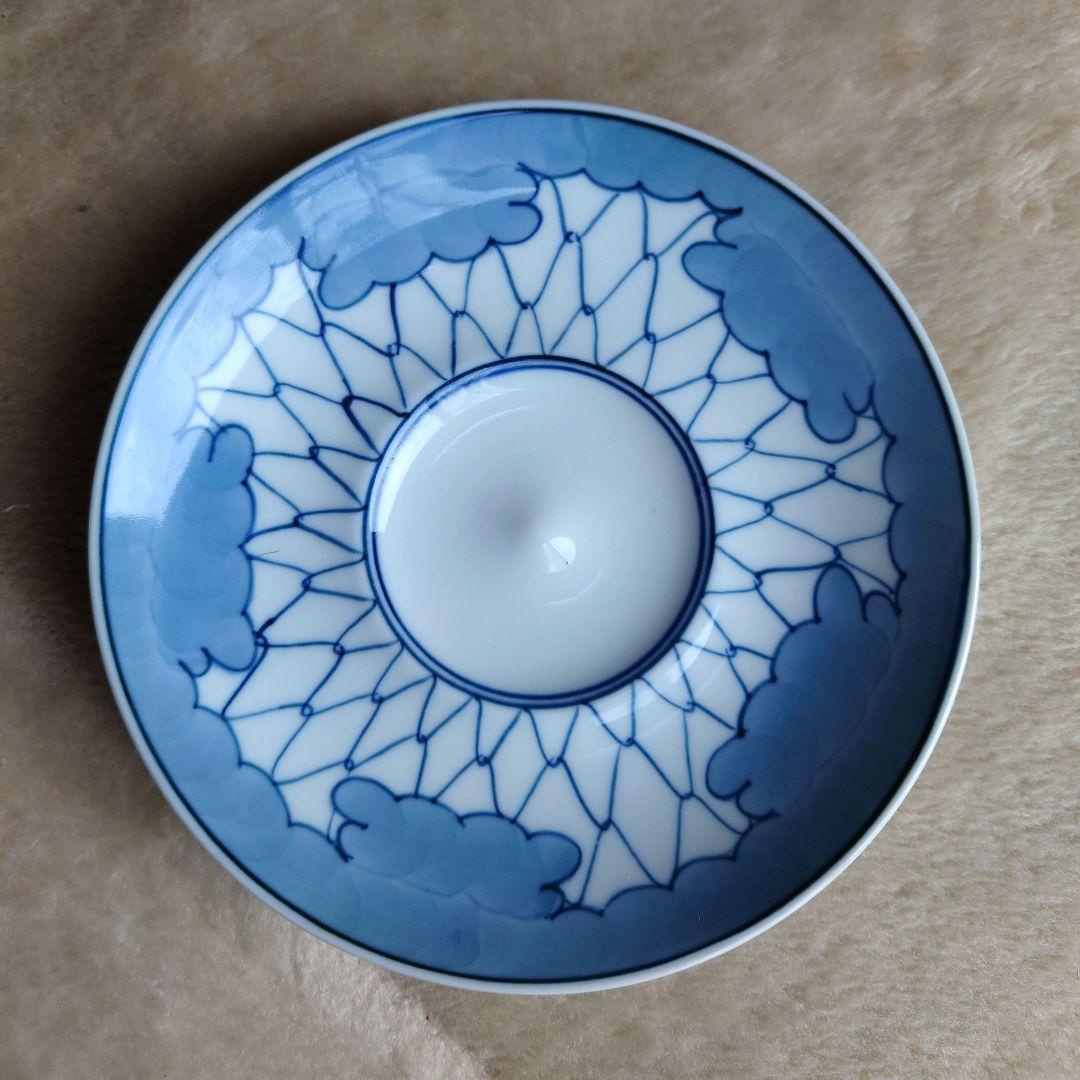 廃盤　館林源右衛門　魚網文双魚耳染め付け茶碗　スープ碗皿　カップ＆ソーサー