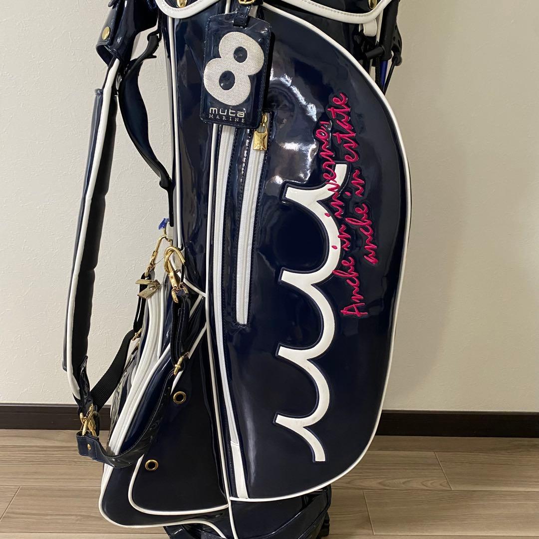 ムータマリンゴルフ　キャディバック　紺色　サメ