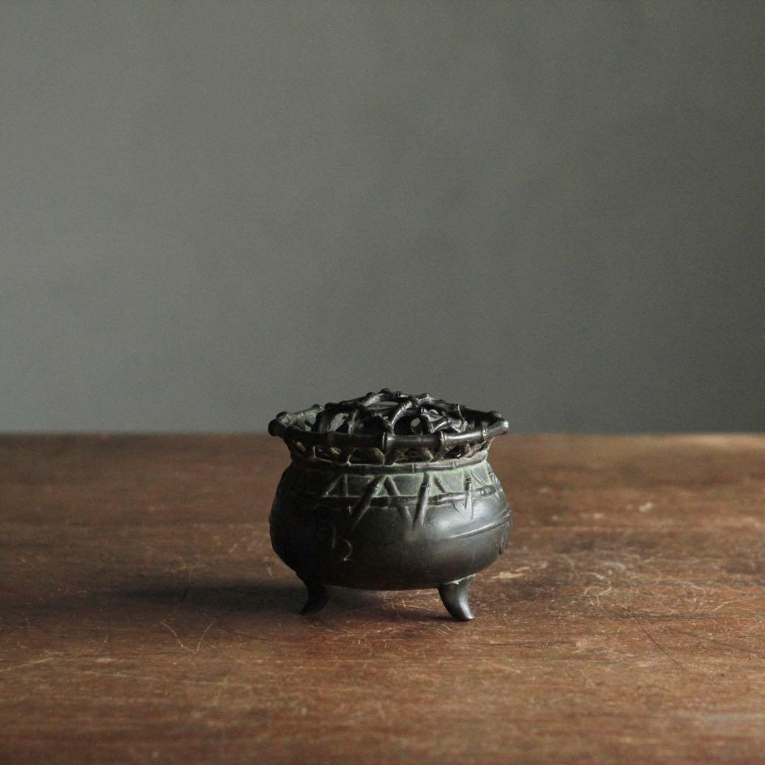 緑青のある 古銅 三足 香炉 古美術 古道具 アンティーク