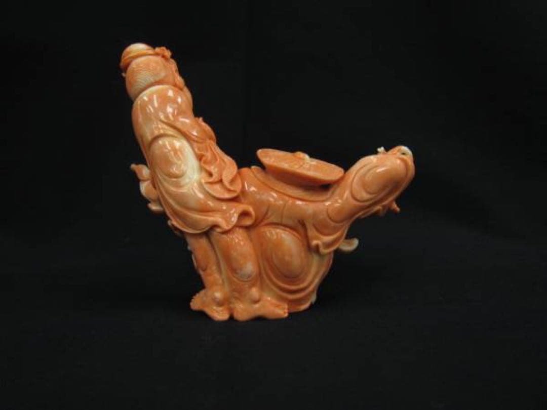 美術品　赤珊瑚　彫刻置物
