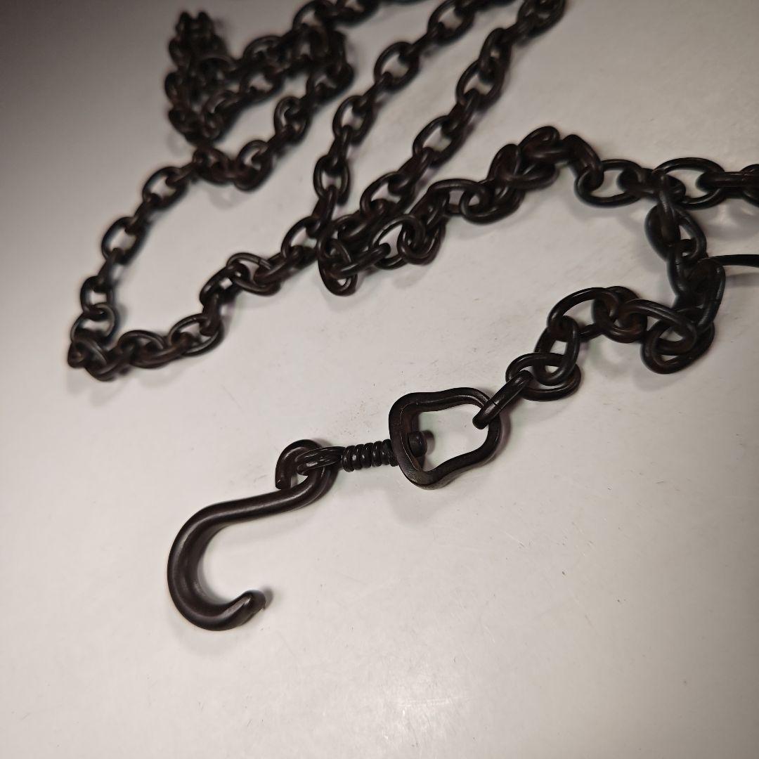 イ490 『釜師　高木治良兵衛』『利休形鉄釜くさり　鉄丸捩大鐶　共箱』茶道具