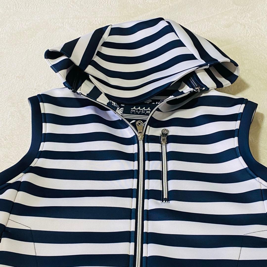 美品 ムータマリン　ボンディングフードベスト　ゴルフウェア