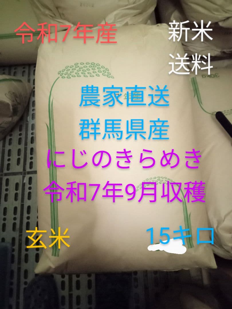 R7年産 新米 群馬県産 にじのきらめき 15キロ 玄米 送料込 ②