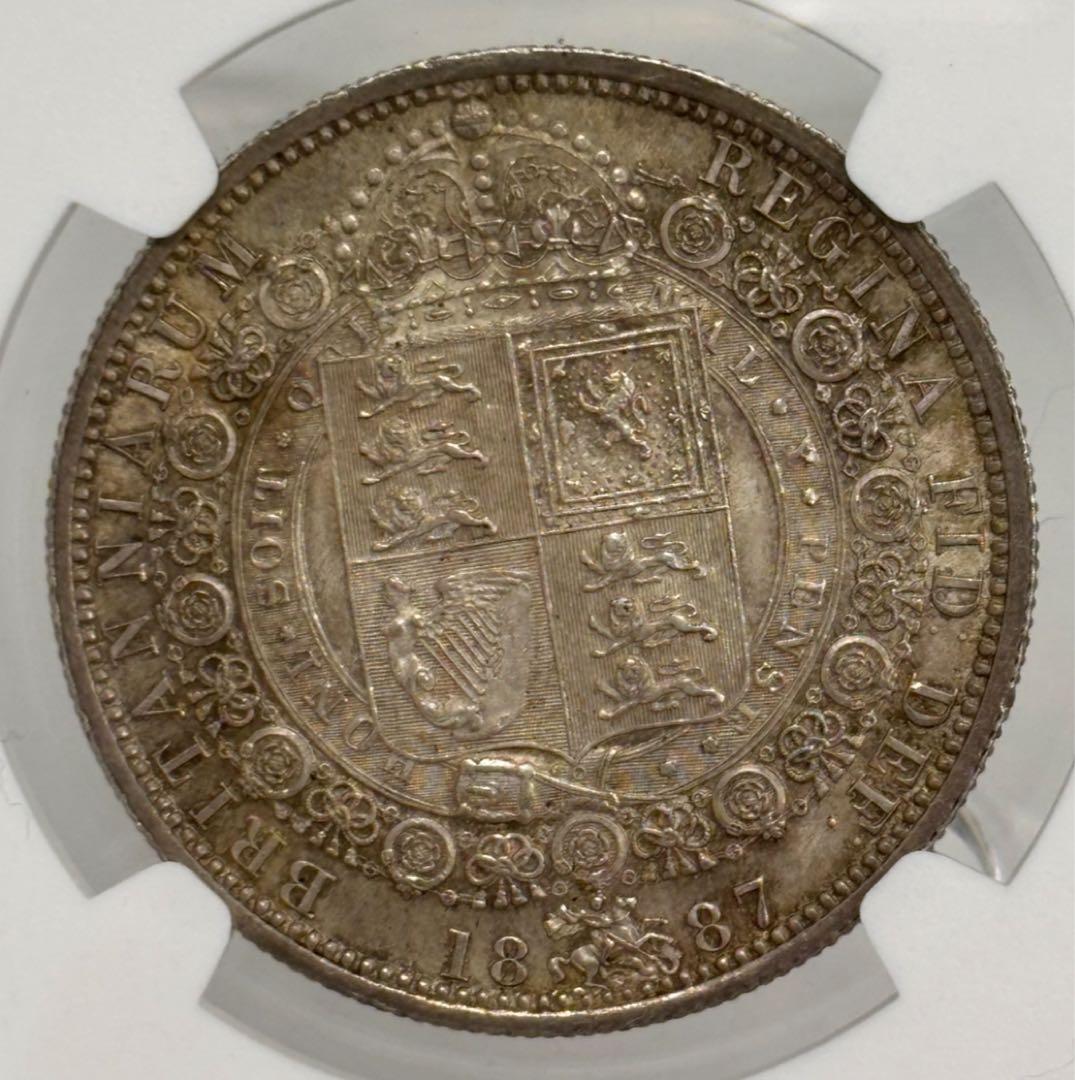 イギリス1887年1/2クラウン銀貨 ヴィクトリア ジュビリーヘッド NGC認証