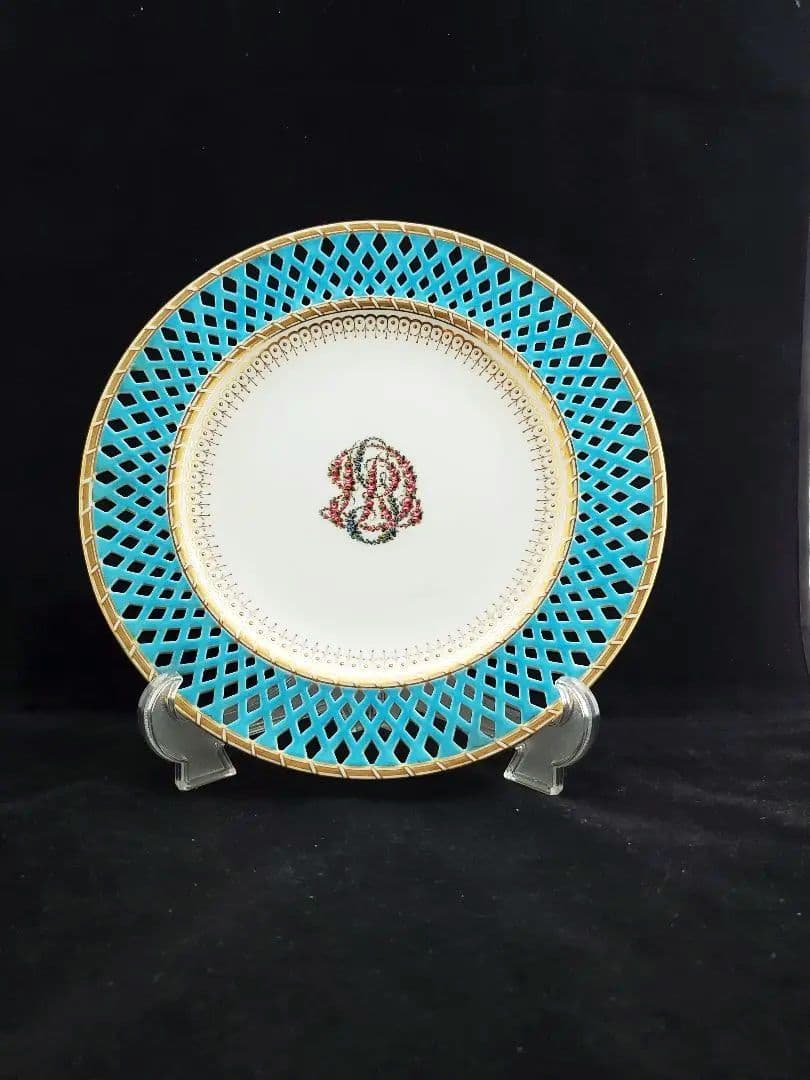 オールドミントン 花文字絵皿 19世紀