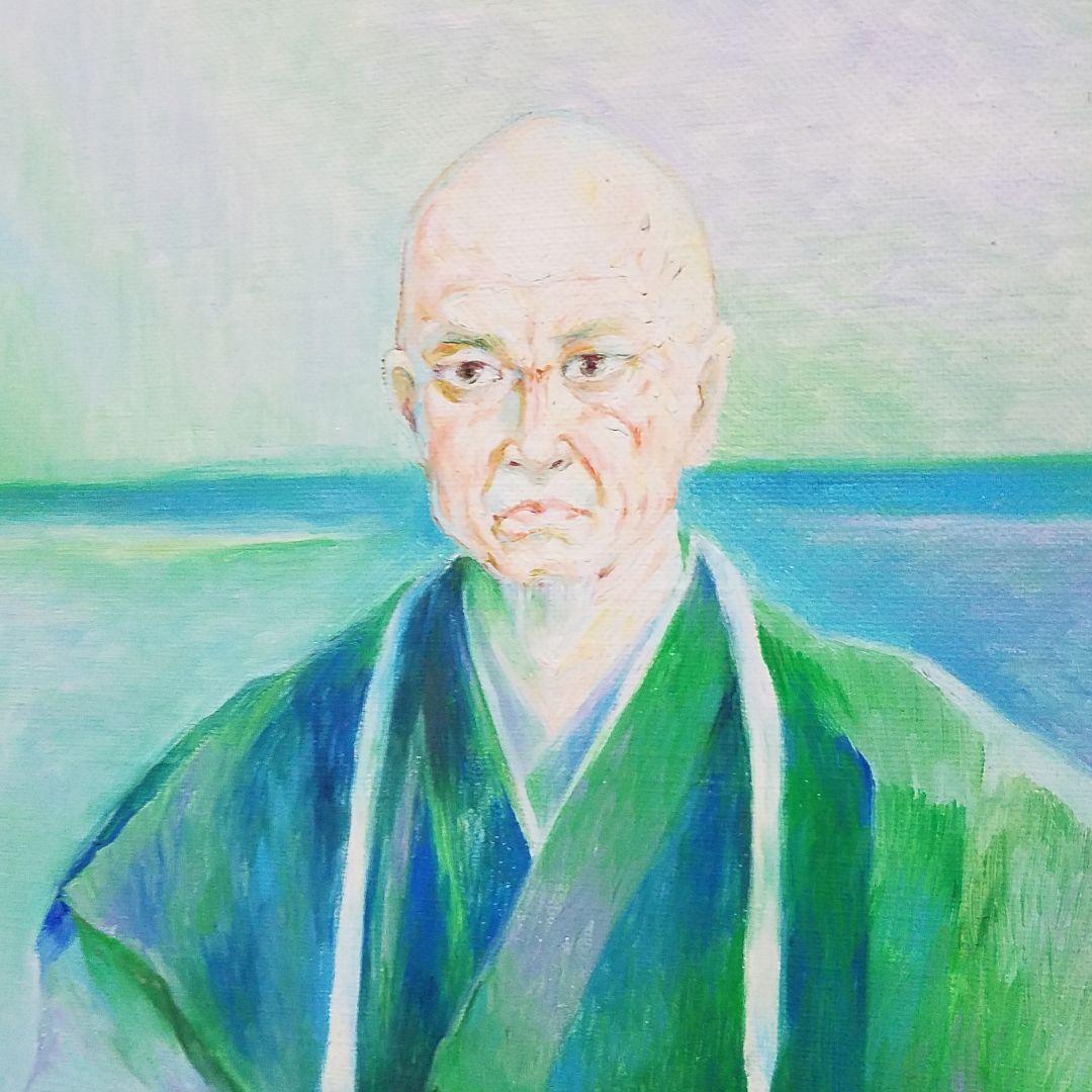 1点物！油絵50号『御来光差す徳川家康と側近』歴史物　額入り