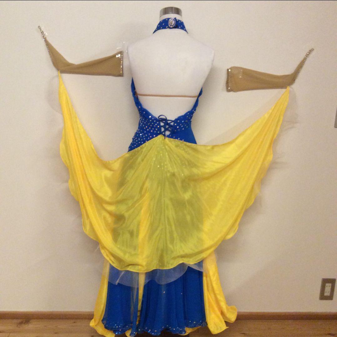 ひさや製 社交ダンス スタンダードドレス 黄・青 中古 競技 デモ