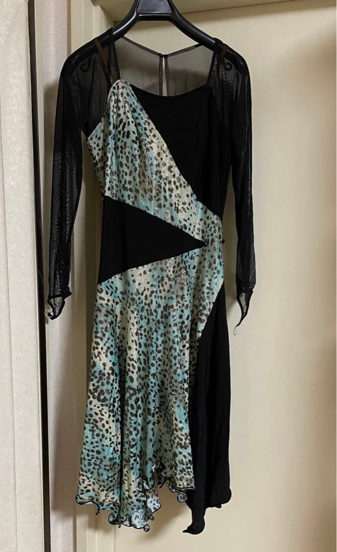 （未使用）Sekine ラテンダンス　社交ダンス　ドレス　チョーカー付き ブルー