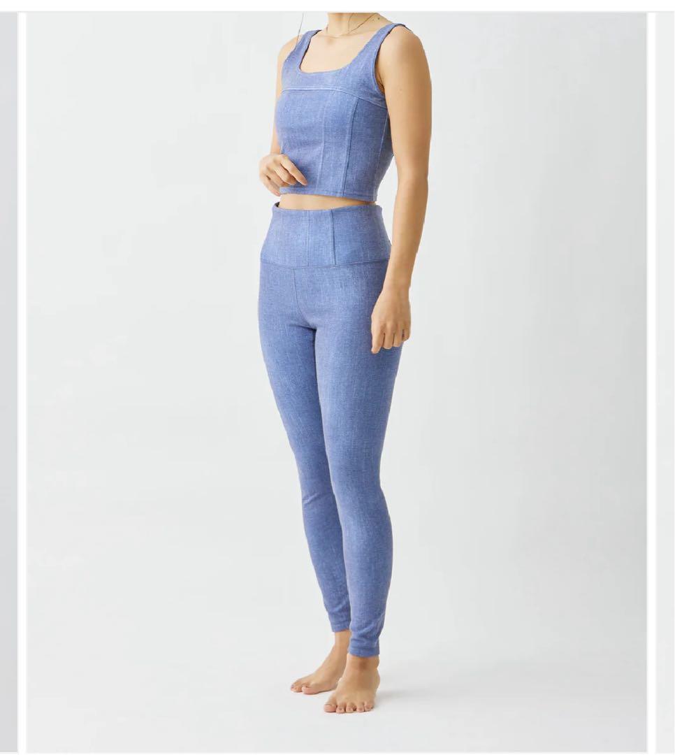 Style boat Marketデニム風 ハイウエスト ヨガパンツ S