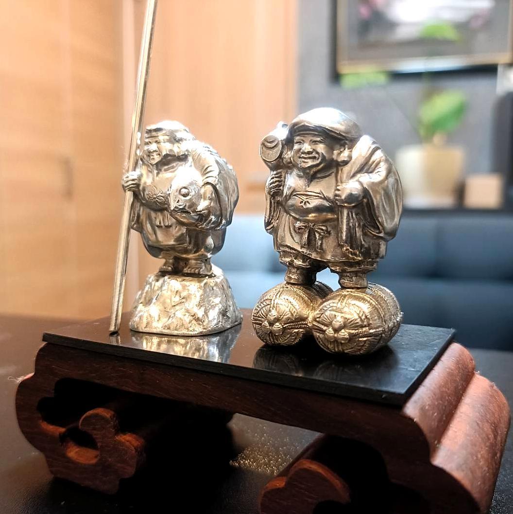 【純銀製】恵比須様・大黒様2体セット【縁起物】川崎貯蓄銀行