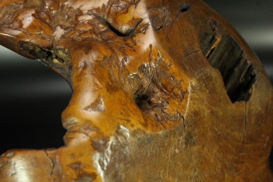 茶道具 奇木 手付 煙草盆 古銅火入 香炉 珍品(K-YC391)