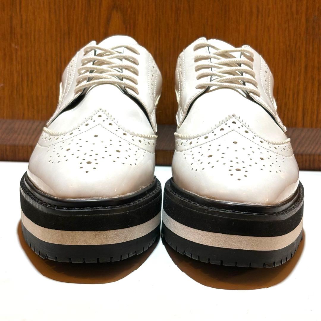 セントアンドリュース エナメル厚底スパイクレスゴルフシューズ24.0（ホワイト）