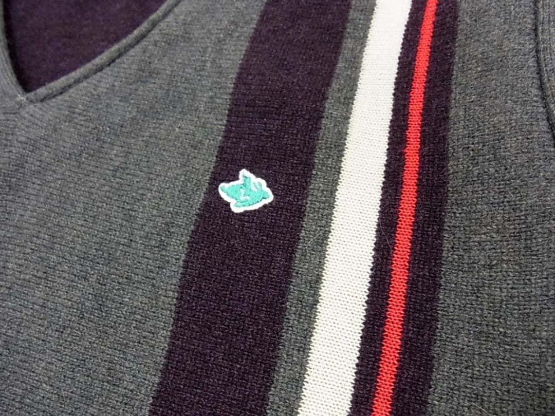 パーリーゲイツ　Vネック　ニット ベスト　ロゴ刺繍　2　レディース L　ゴルフ