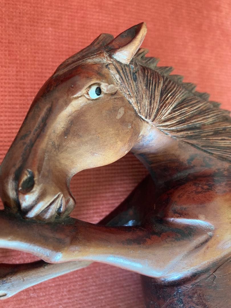 アンティーク　木彫馬の彫刻