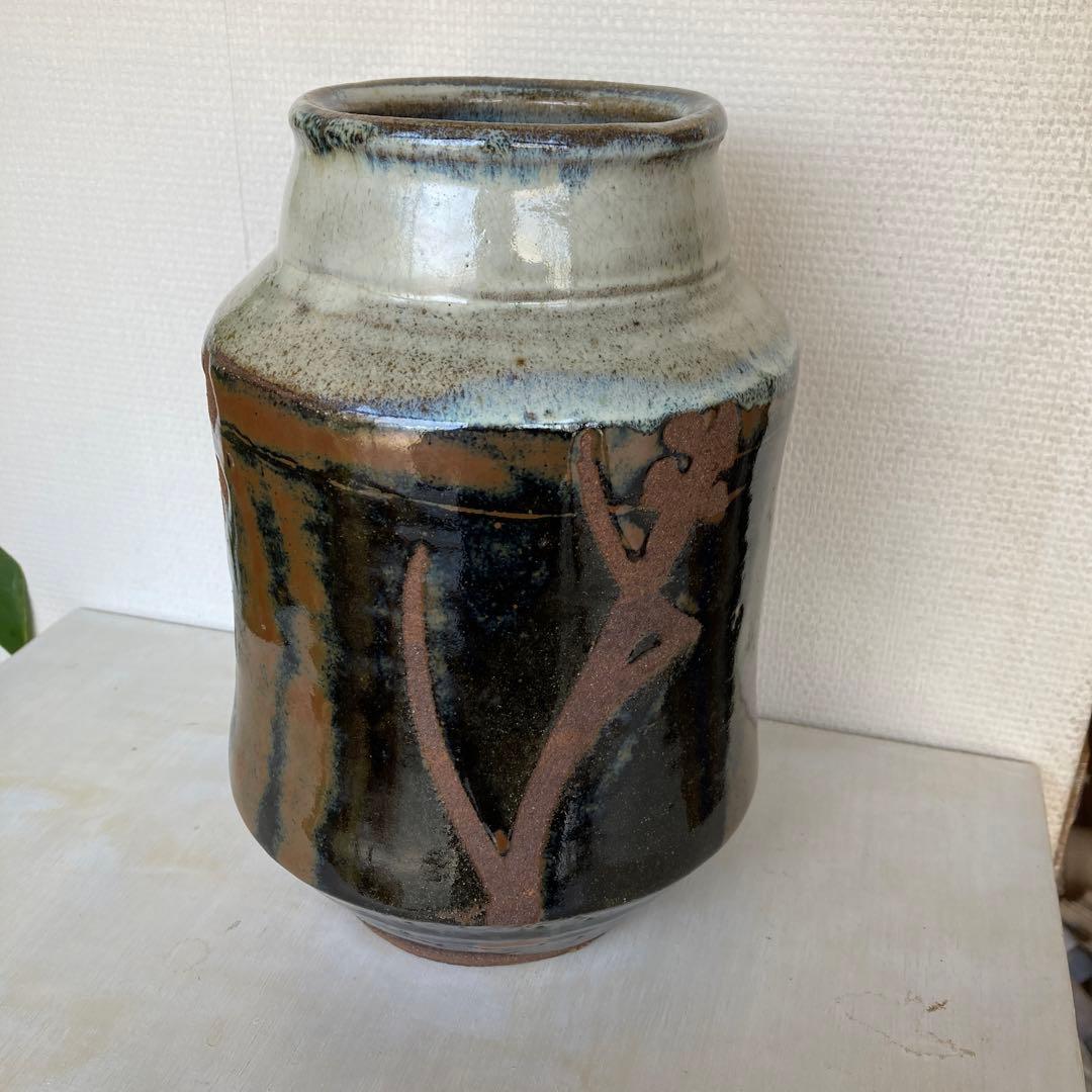 人間国宝　濱田庄司　花瓶　民藝　傑作　浜田庄司　黍文